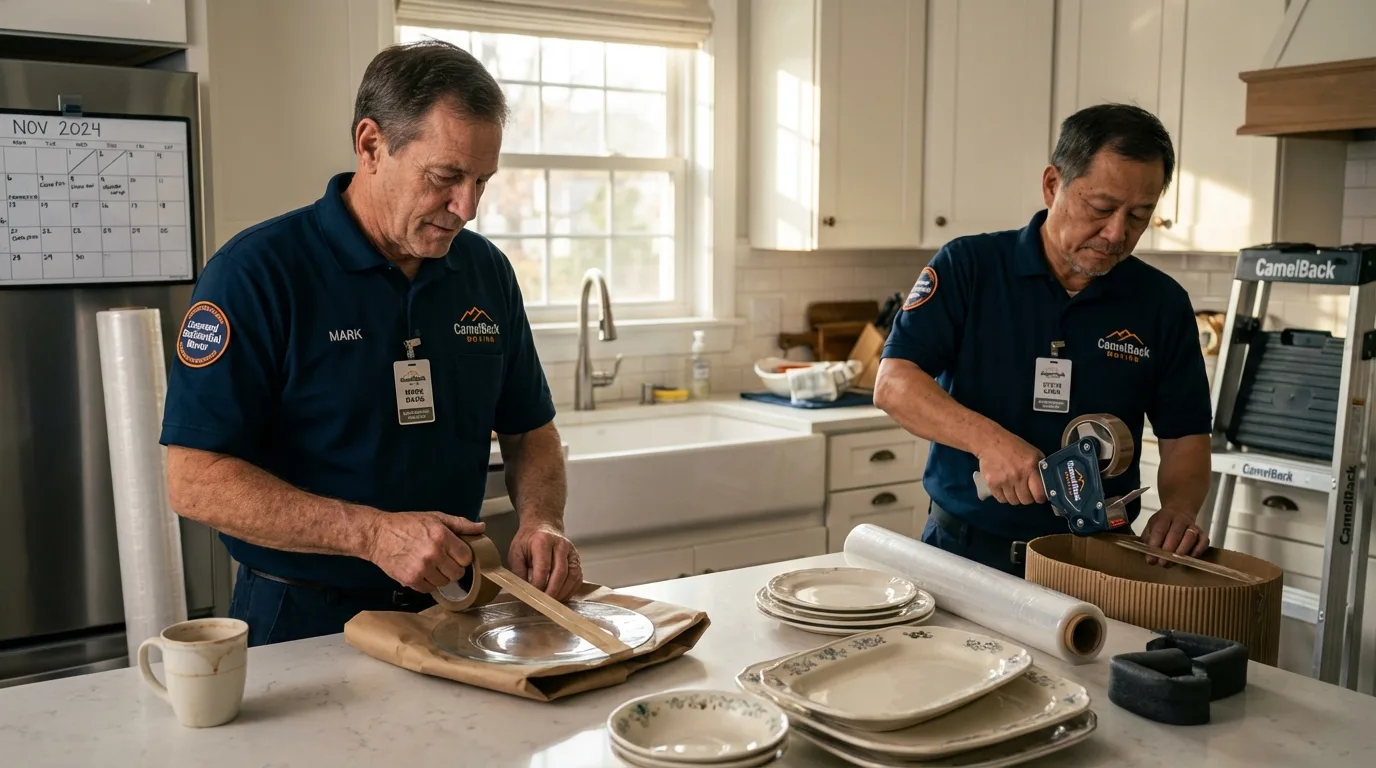 Professional crew packing kitchen dishware in Philadelphia, MS